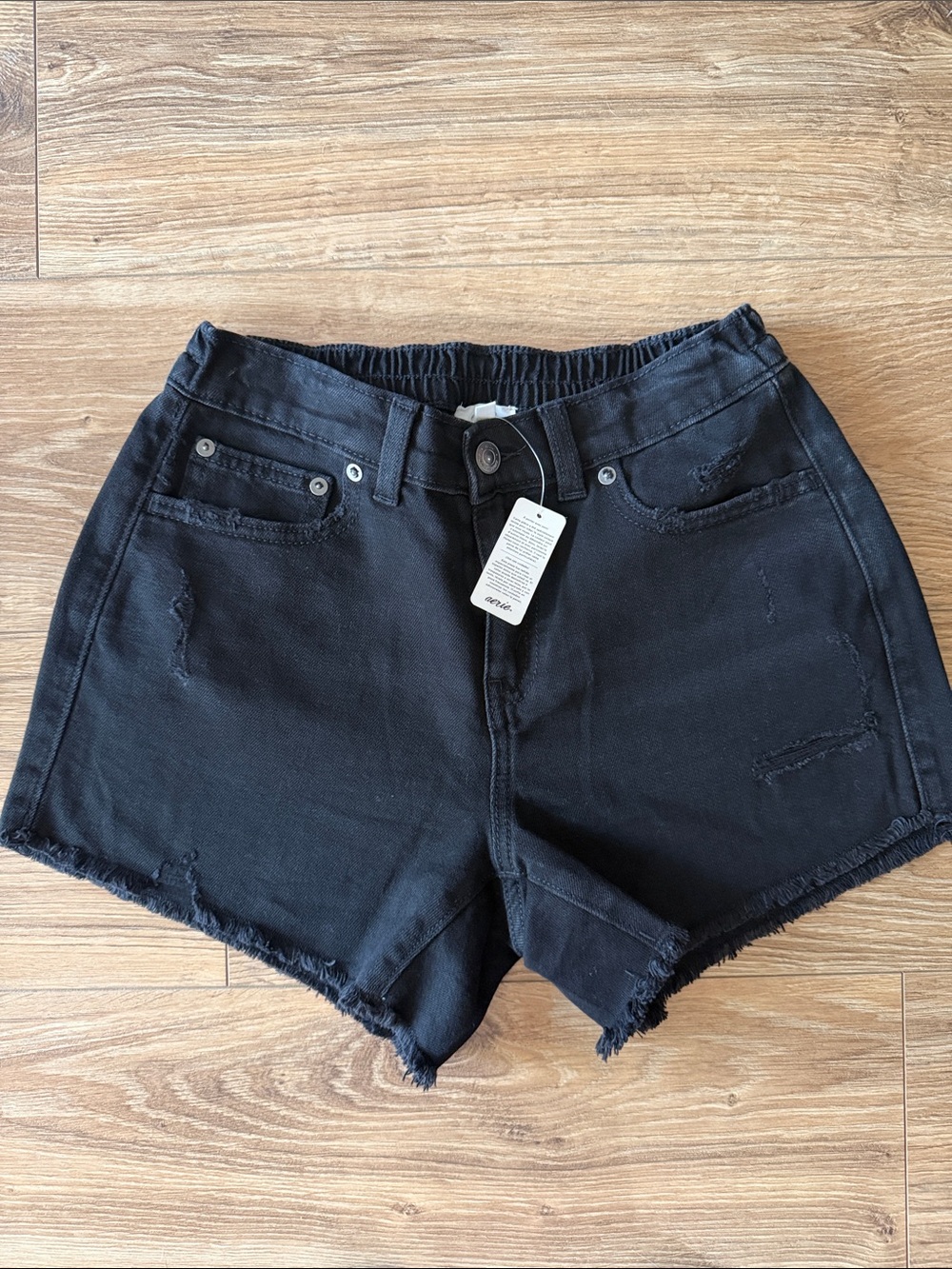 Aerie Black Denim Shorts